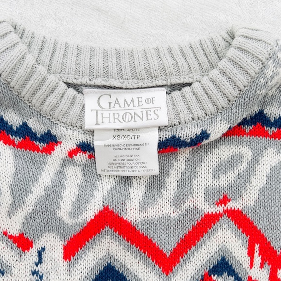 Game of Thrones Ugly Christmas Unisex Sweater XS Winter Dire Wolf Intarsia Knit - Picture 5 of 10
